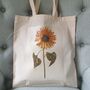Sunflower Illustration Hand Printed Cotton Tote Bag, thumbnail 2 of 6