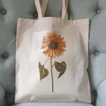 Sunflower Illustration Hand Printed Cotton Tote Bag, 2 of 6