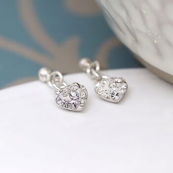 Sterling Silver Twinkling Heart Stud Earrings, 2 of 8