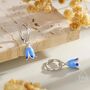 Sterling Silver Enamel Bluebell Flower Huggie Hoop Earrings, thumbnail 6 of 10