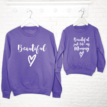 'Beautiful' Mother And Daughter Matching Sweatshirt Set, 2 of 8