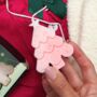 Luxury Christmas Pyjama Gift Set For Her – Deep Pink Satin Pjs, Candle, Socks And Hair Bow, thumbnail 6 of 9