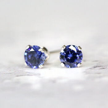 Blue Crystal Stud Earrings In Gold Or Silver, 5 of 12