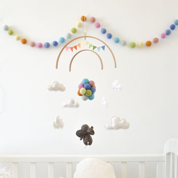 Elephant Flying With Rainbow Balloons Nursery Mobile, 5 of 12