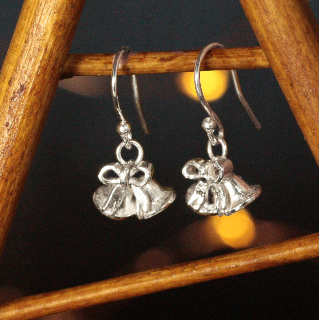 Sterling Silver Christmas Bell Earrings By Lushchic X Jewellery