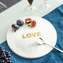 White Marble Serving Board With Gold Word Inlay, thumbnail 2 of 5
