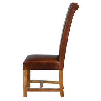Brown Cerato Leather Country Rollback Dining Chair, 3 of 3