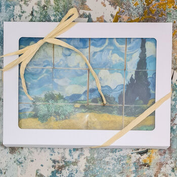 Van Gogh 'Cypresses' Tiles Biscuits Gift Set, 12 Pieces, 3 of 11