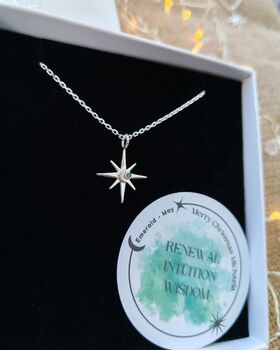Handmade Sterling Silver North Star Birthstone Christmas Necklace: May Birthstone, 3 of 12