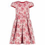 Girls Red Floral Brocade Dress, thumbnail 2 of 3