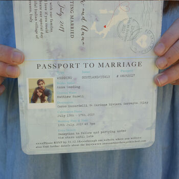 Passport Wedding Invitation Watercolour Style, 7 of 7