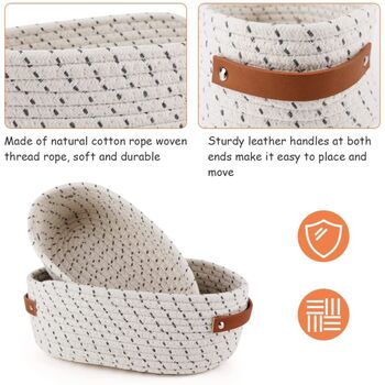 Set Of Two Woven Foldable Beige Storage Baskets, 4 of 4