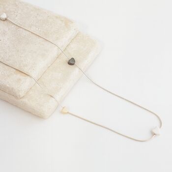 Long Heart Shaped Confetti Beaded Long Chain Necklace, 2 of 3