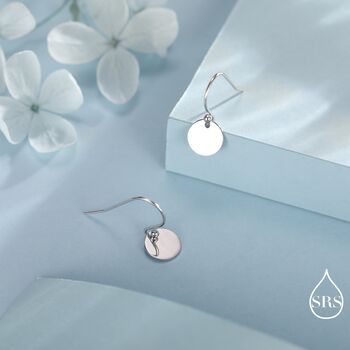 Sterling Silver Disks Drop Hook Earrings, 3 of 11