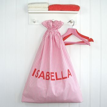 Personalised Gingham Laundry Bag, 4 of 4