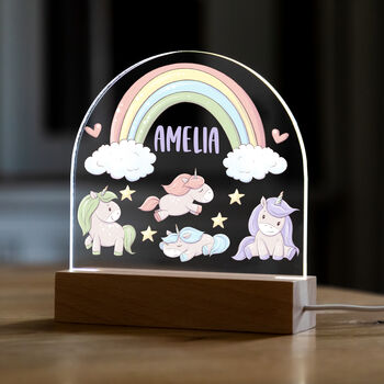 Personalised Unicorns And Rainbow Night Light For Children, 5 of 7