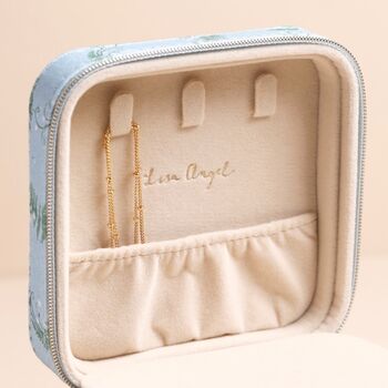 Moonrise Square Linen Travel Jewellery Case, 3 of 4