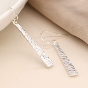 Sterling Silver Bar Drop Earrings, 4 of 5