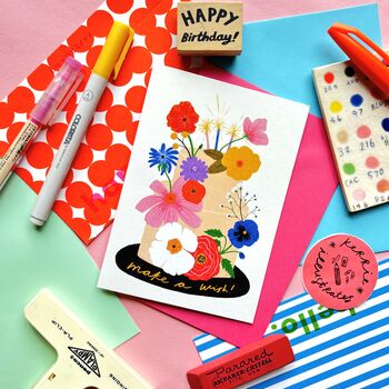 Make A Wish Floral Cake Birthday Card, 2 of 2