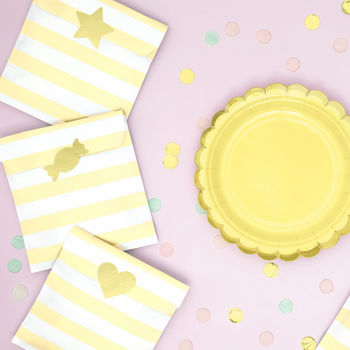 Pastel Striped Treat Bags And Gold Foil Stickers, 2 of 7