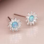 Sterling Silver Blue Opal Daisy Stud Earrings, thumbnail 3 of 10