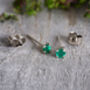 Natural Emerald Stud Earrings In 18ct White Gold, thumbnail 2 of 4