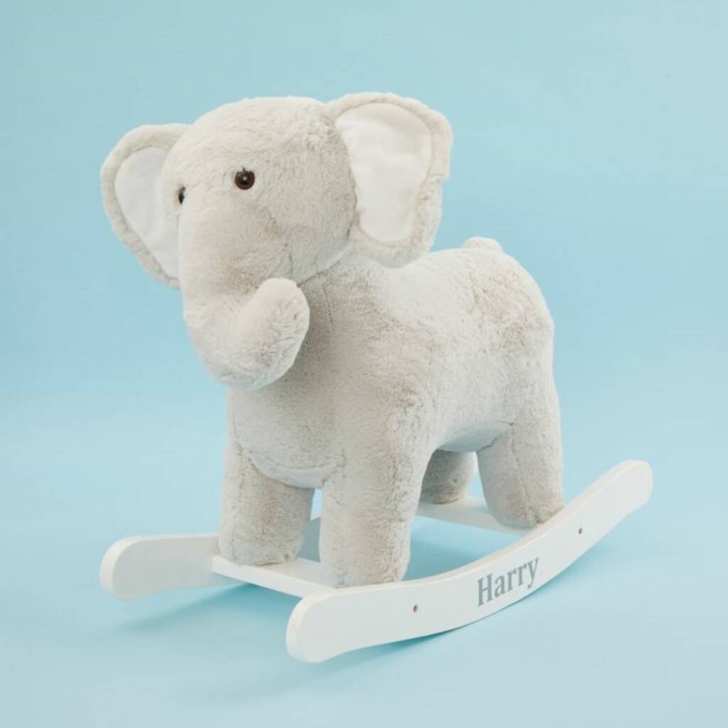 Personalised Grey Elephant Rocker Toy, 1 of 3