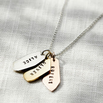 Personalised Mixed Gold Organic Tag Necklace, 3 of 8