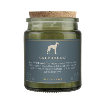 'Greyhound' Definition Large Green Candle • Dog Enthusiast • Just Paws • Gift Box, 3 of 4