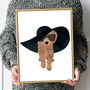 Fashionable Cockapoo Wearing A Hat Wall Art Print, thumbnail 1 of 5