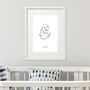 Personalised Newborn Baby Arrival Line Drawing Print, thumbnail 2 of 2