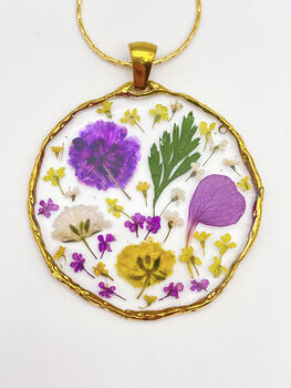 Medium Necklace With Violets, Purple And Yellow Flowers, 4 of 12