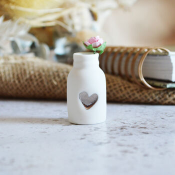 Paper Rose And Embossed Heart Mini Bottle, 6 of 12