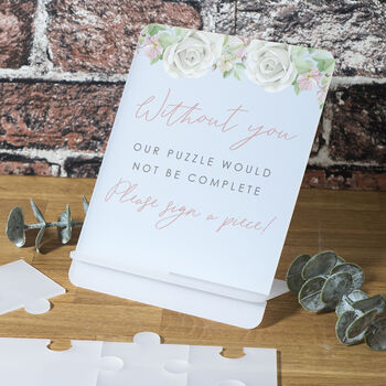 Frosted Acrylic Floral Frame Wedding Signing Puzzle, 3 of 3