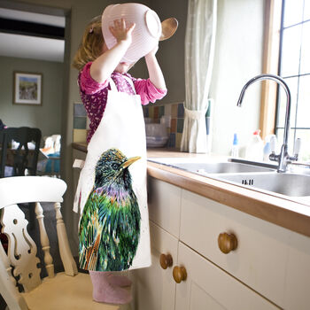 Inky Starling Canvas Child's Apron, 4 of 6
