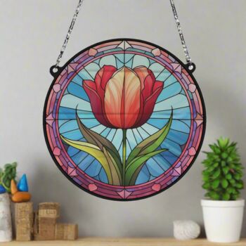 Tulip Stained Glass Effect Suncatcher, 2 of 6