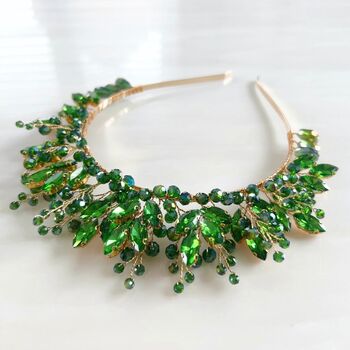Green Crystal Bridal Crown, 2 of 5