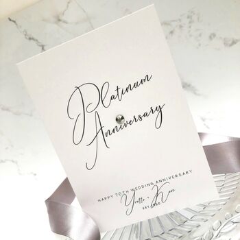 70th Platinum Jewel Personalised Anniversary Card, 4 of 7
