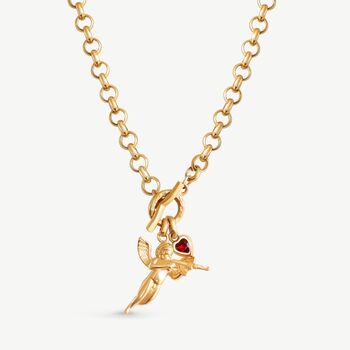 Angel Cherub Pendant Necklace Garnet, 10 of 11