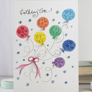 'Birthday Love' Rainbow Balloons Birthday Card, 3 of 3