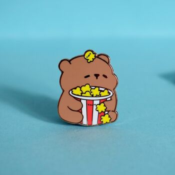 Popcorn Bear Enamel Pin | Cute Pin Badges, 2 of 7