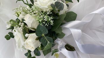 The Charlotte, White Rose And Sage Green Bridal Bouquet, 10 of 12