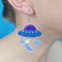 Spaceship, Moon And Star Earrings, thumbnail 1 of 2
