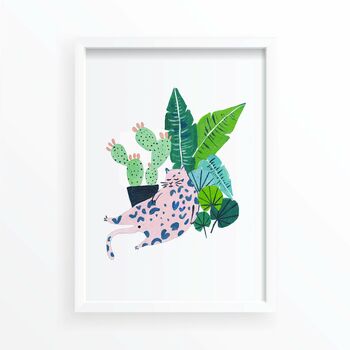 Pink Spotty Cat Art Print, 2 of 5