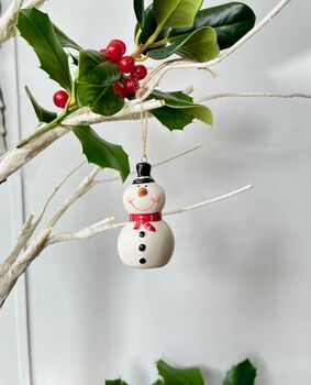 Ceramic Christmas Snowman Decoration, 3 of 5