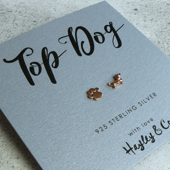 Sausage Dog And Paw Print Silver Earrings, 3 of 11