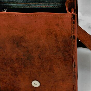 Personalised Long Mini Leather Messenger Bag, 5 of 7