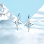 Sterling Silver Manta Ray Fish Drop Hook Earrings With Blue Cz, thumbnail 1 of 12
