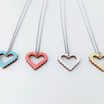 Bubble Heart Wooden Necklace Red Sustainable Eco Gift, 5 of 8