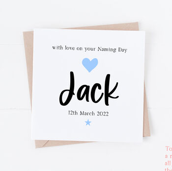 Personalised Naming Day Card For Girl Or Boy, 2 of 2